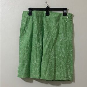 Talbots Light Green Floral A-Line Skirt